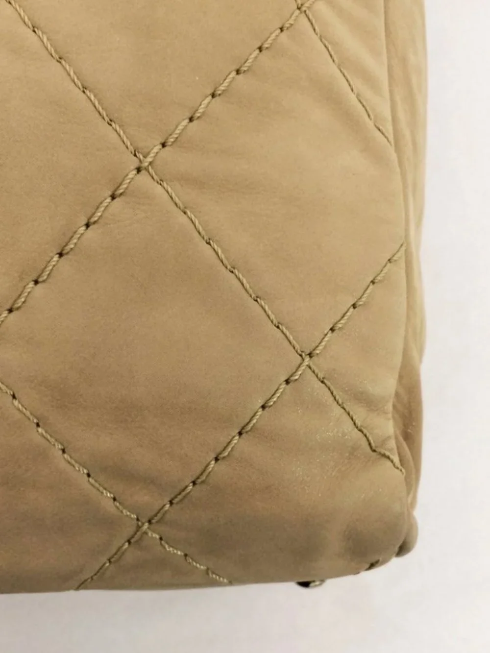 CHANEL Sea Hit Iridescent Calfskin Quilted CC Tote Beige Silver Chain 2011